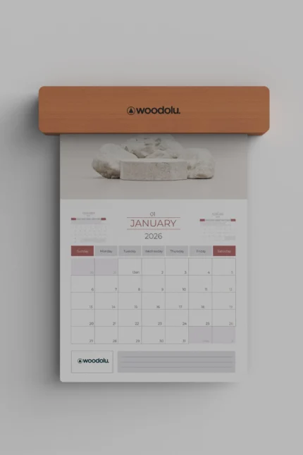 DT-01 Ahşap Duvar Takvimi | doğal ahşap takvim – woodolu.com.tr