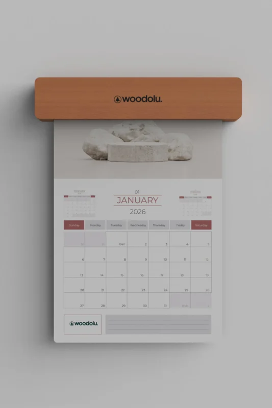DT-01 Ahşap Duvar Takvimi | doğal ahşap takvim – woodolu.com.tr